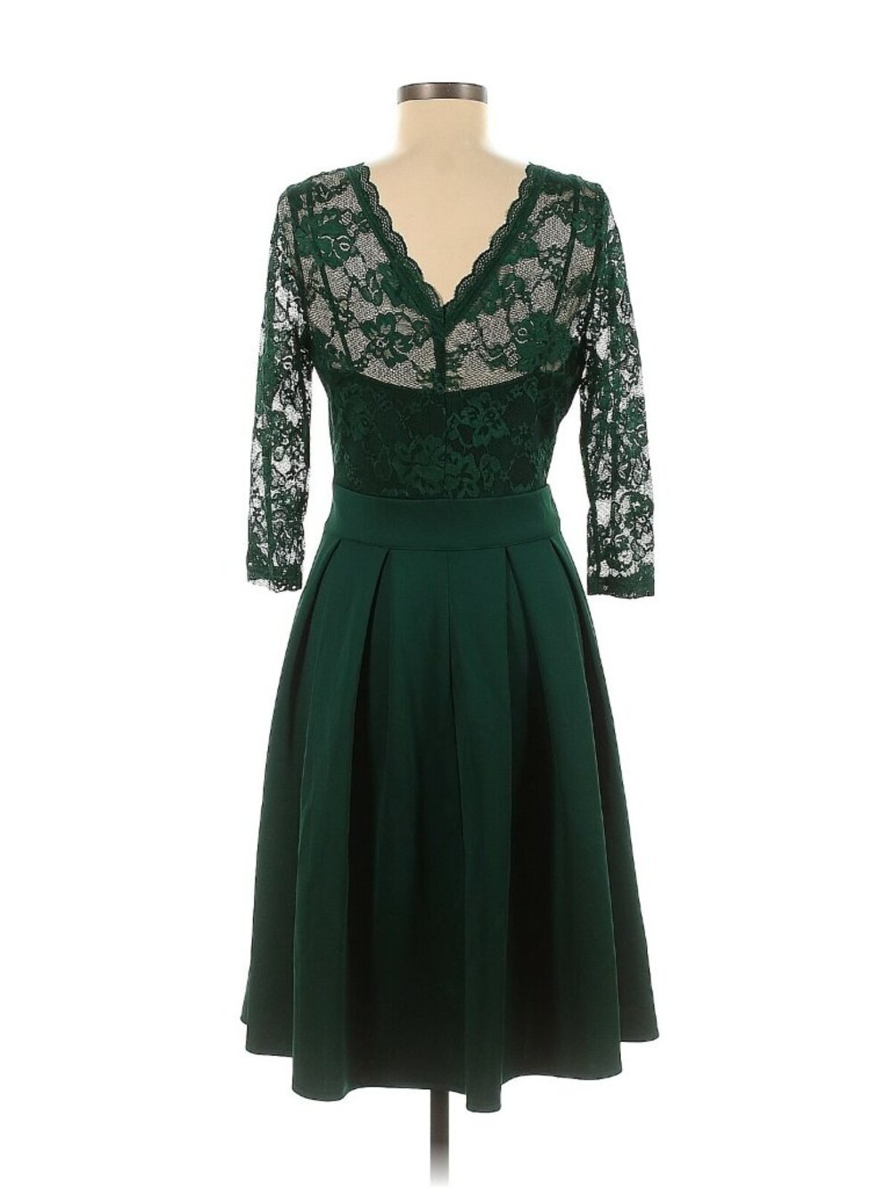 NWT Miusol Womens Illusion Lace Deep Black Size M Pleated A-Line Dress - Picture 3 of 6